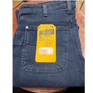 Carhartt BD5110-W Womens Rugged Flex Relaxed Fit Double Front Jeans Blue 8 Tall